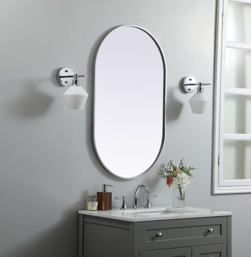 Elegant Furniture & Lighting - Asha Metal Frame Oval Mirror 24x40 Inch in Silver - MR2A2440SIL veiw 3