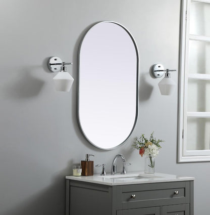 Elegant Furniture & Lighting - Asha Metal Frame Oval Mirror 24x40 Inch in Silver - MR2A2440SIL veiw 3