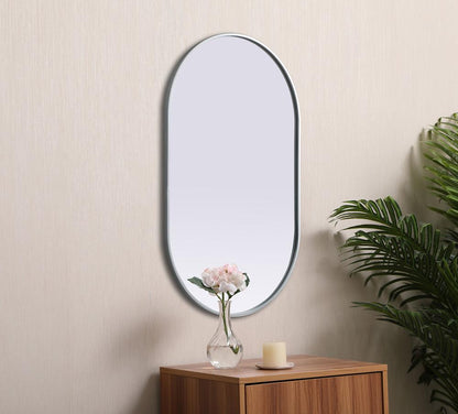 Elegant Furniture & Lighting - Asha Metal Frame Oval Mirror 24x40 Inch in Silver - MR2A2440SIL veiw 5