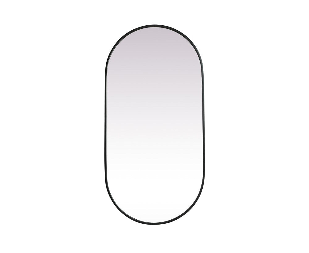 Elegant Furniture & Lighting - Asha Metal Frame Oval Mirror 24x48 Inch in Black - MR2A2448BLK veiw 1