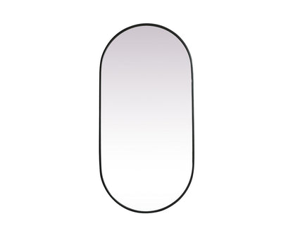 Elegant Furniture & Lighting - Asha Metal Frame Oval Mirror 24x48 Inch in Black - MR2A2448BLK veiw 1