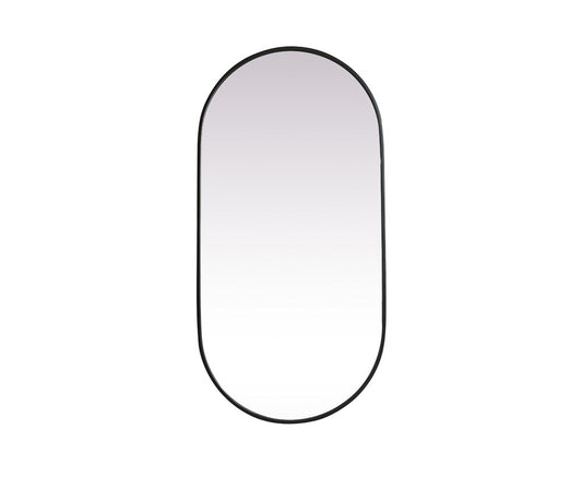 Elegant Furniture & Lighting - Asha Metal Frame Oval Mirror 24x48 Inch in Black - MR2A2448BLK veiw 1