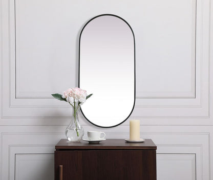 Elegant Furniture & Lighting - Asha Metal Frame Oval Mirror 24x48 Inch in Black - MR2A2448BLK veiw 2