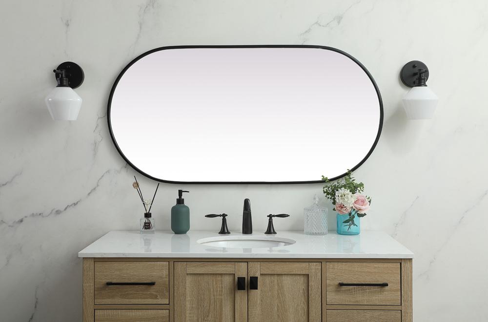 Elegant Furniture & Lighting - Asha Metal Frame Oval Mirror 24x48 Inch in Black - MR2A2448BLK veiw 4