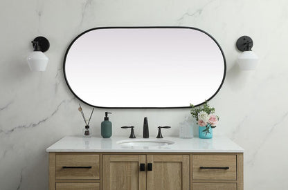 Elegant Furniture & Lighting - Asha Metal Frame Oval Mirror 24x48 Inch in Black - MR2A2448BLK veiw 4