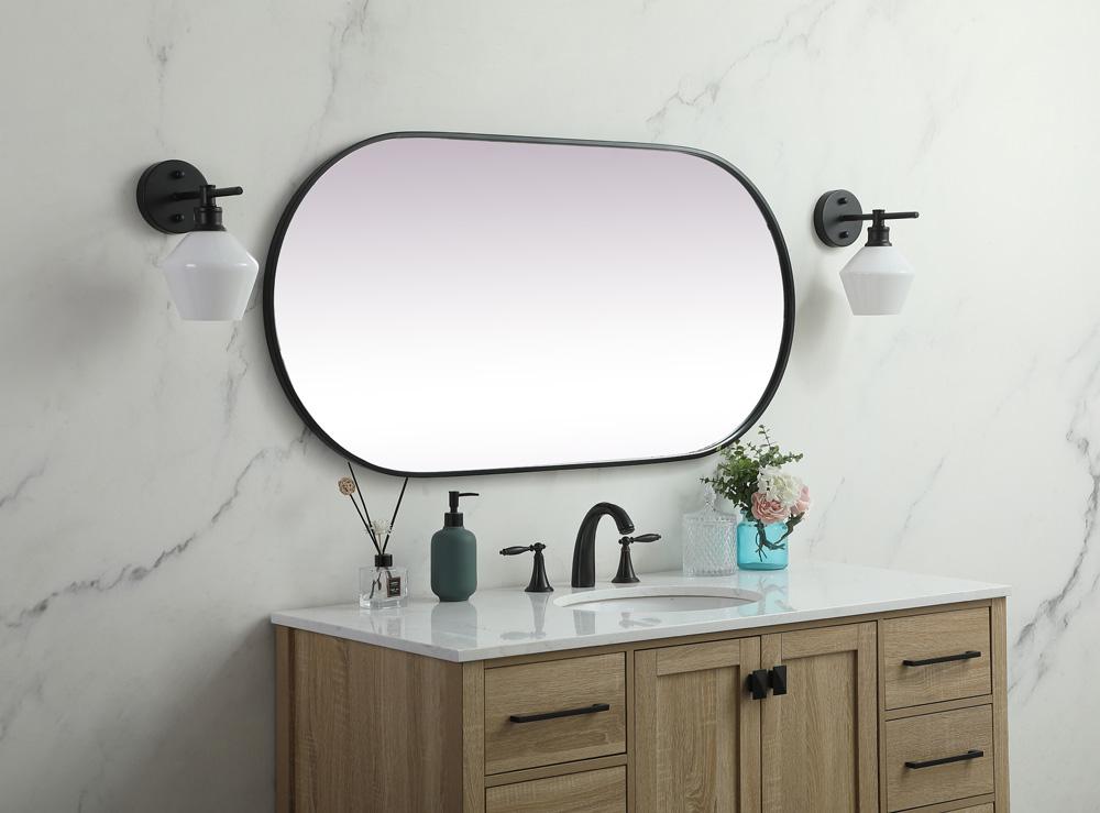 Elegant Furniture & Lighting - Asha Metal Frame Oval Mirror 24x48 Inch in Black - MR2A2448BLK veiw 5