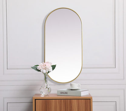 Elegant Furniture & Lighting - Asha Metal Frame Oval Mirror 24x48 Inch in Brass - MR2A2448BRS veiw 2