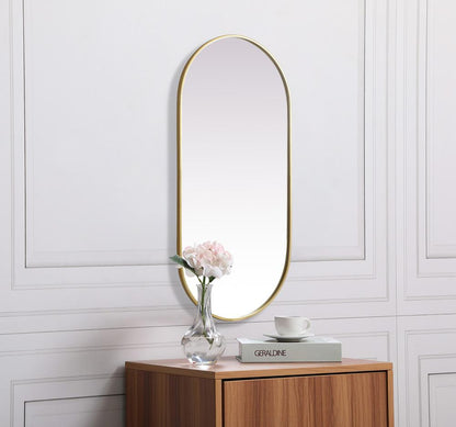 Elegant Furniture & Lighting - Asha Metal Frame Oval Mirror 24x48 Inch in Brass - MR2A2448BRS veiw 3