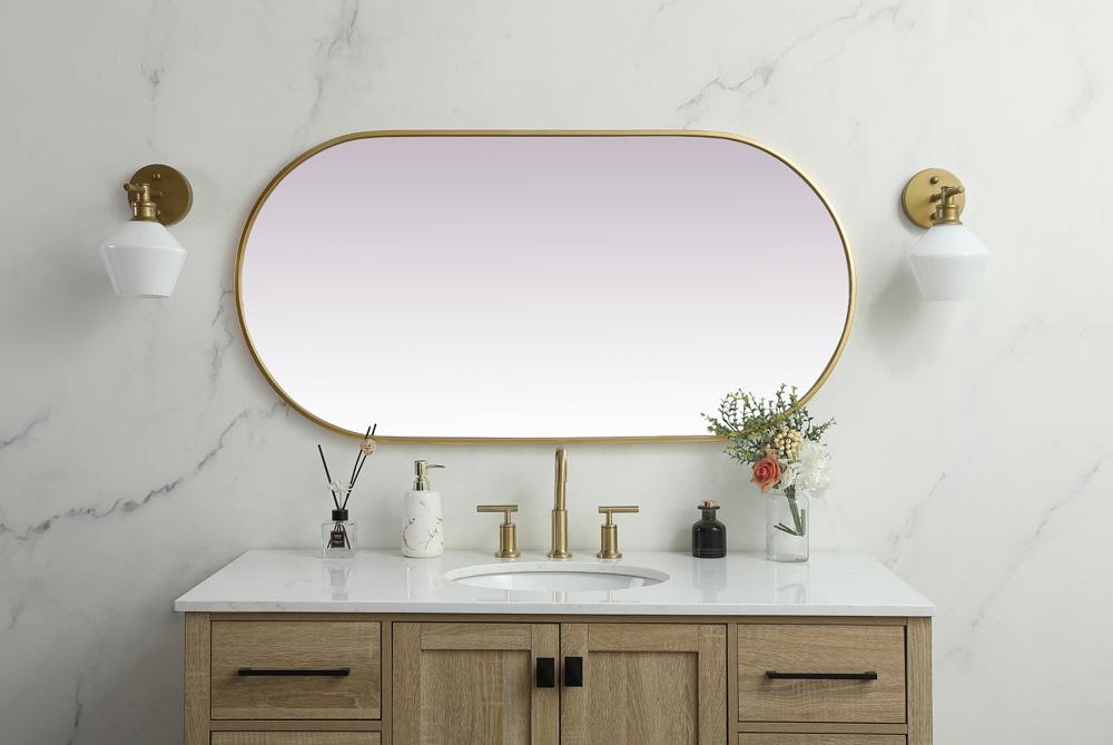 Elegant Furniture & Lighting - Asha Metal Frame Oval Mirror 24x48 Inch in Brass - MR2A2448BRS veiw 4