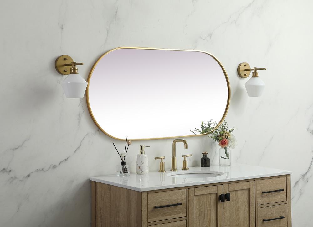 Elegant Furniture & Lighting - Asha Metal Frame Oval Mirror 24x48 Inch in Brass - MR2A2448BRS veiw 5