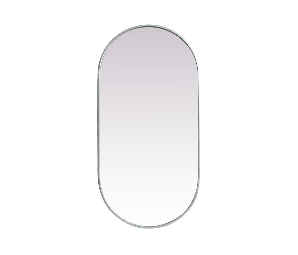 Elegant Furniture & Lighting - Asha Metal Frame Oval Mirror 24x48 Inch in Silver - MR2A2448SIL veiw 1
