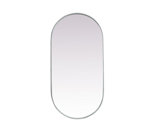 Elegant Furniture & Lighting - Asha Metal Frame Oval Mirror 24x48 Inch in Silver - MR2A2448SIL veiw 1