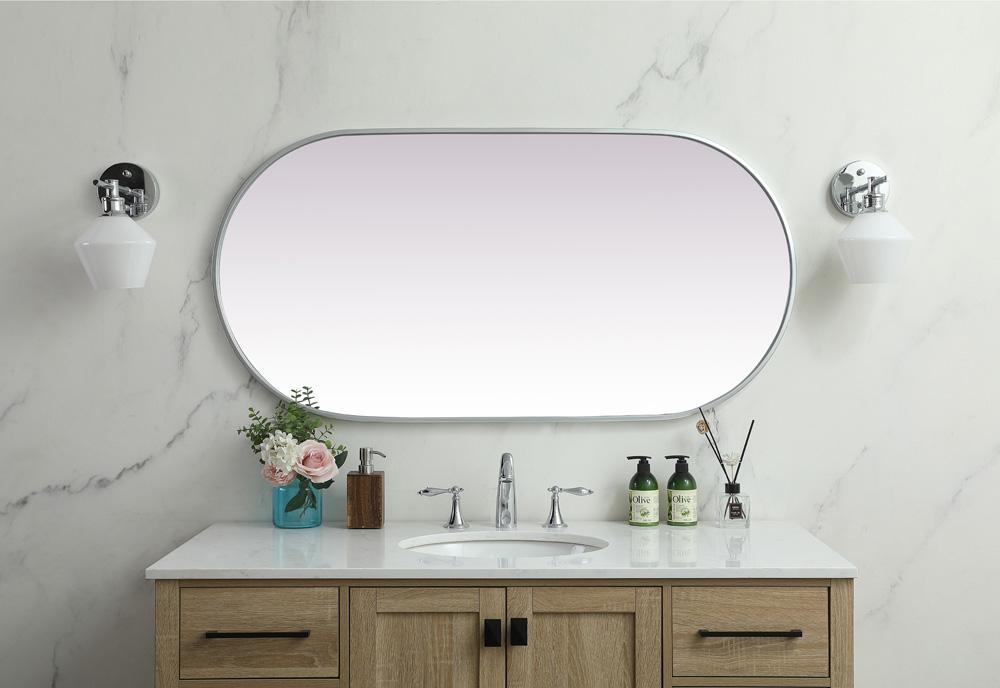 Elegant Furniture & Lighting - Asha Metal Frame Oval Mirror 24x48 Inch in Silver - MR2A2448SIL veiw 4