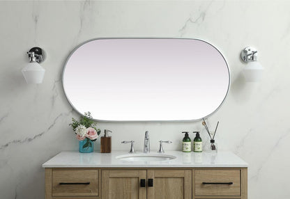 Elegant Furniture & Lighting - Asha Metal Frame Oval Mirror 24x48 Inch in Silver - MR2A2448SIL veiw 4