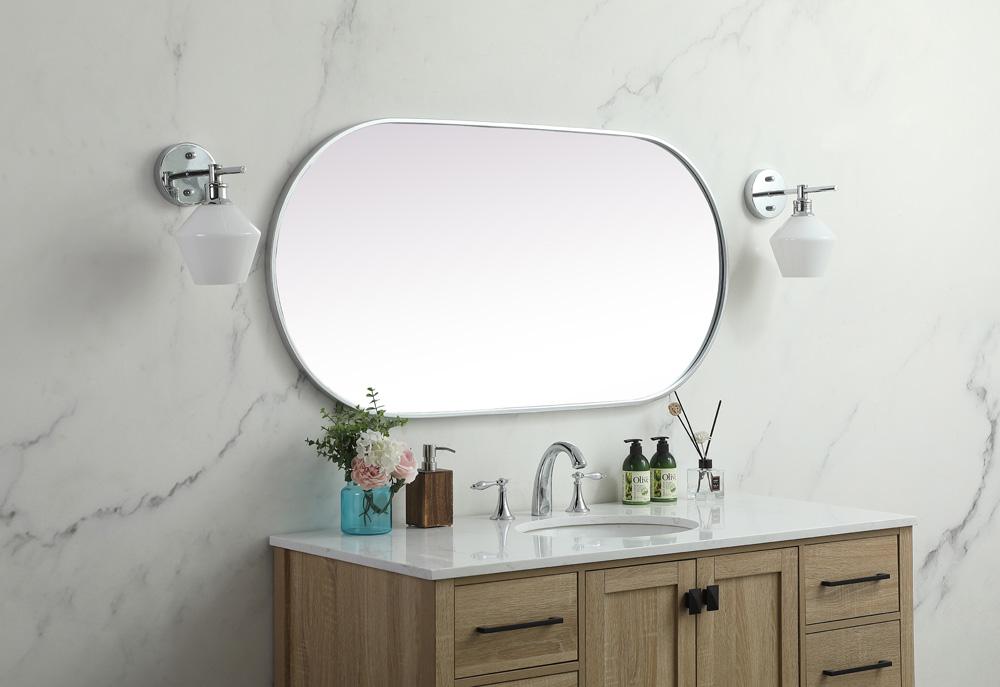 Elegant Furniture & Lighting - Asha Metal Frame Oval Mirror 24x48 Inch in Silver - MR2A2448SIL veiw 5