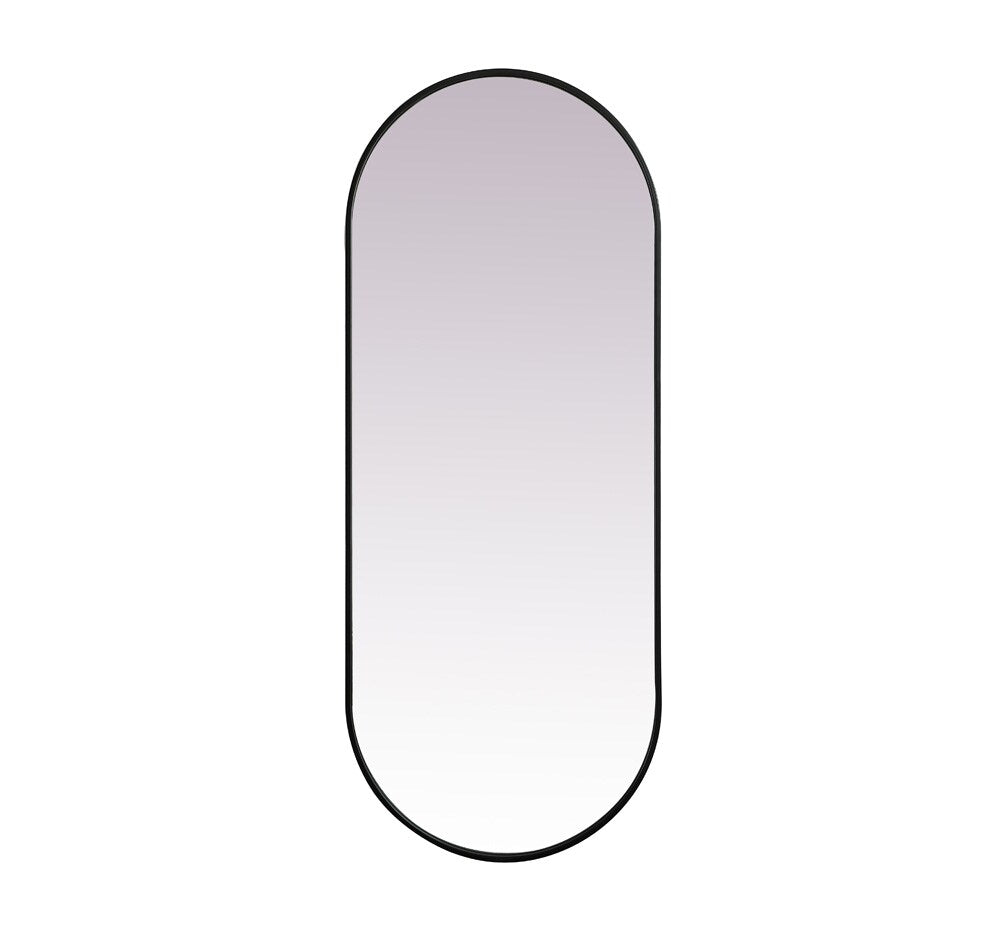 Elegant Furniture & Lighting - Asha Metal Frame Oval Mirror 24x60 Inch in Black - MR2A2460BLK veiw 1