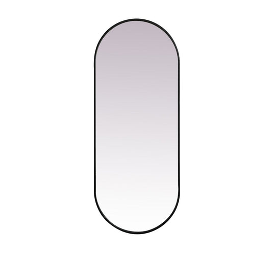 Elegant Furniture & Lighting - Asha Metal Frame Oval Mirror 24x60 Inch in Black - MR2A2460BLK veiw 1