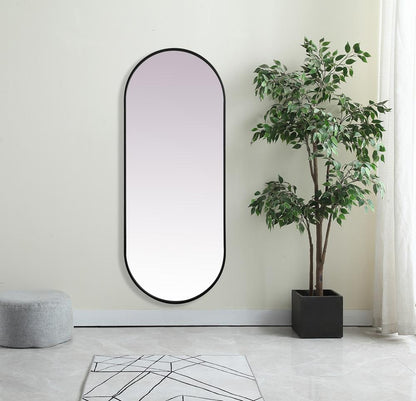 Elegant Furniture & Lighting - Asha Metal Frame Oval Mirror 24x60 Inch in Black - MR2A2460BLK veiw 2