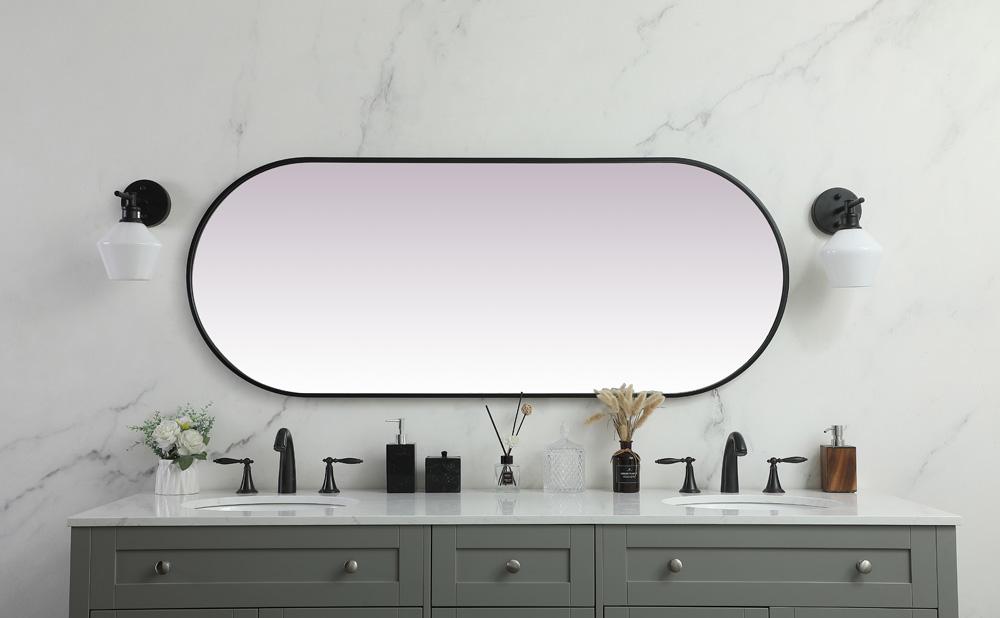 Elegant Furniture & Lighting - Asha Metal Frame Oval Mirror 24x60 Inch in Black - MR2A2460BLK veiw 4