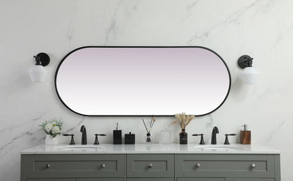 Elegant Furniture & Lighting - Asha Metal Frame Oval Mirror 24x60 Inch in Black - MR2A2460BLK veiw 4