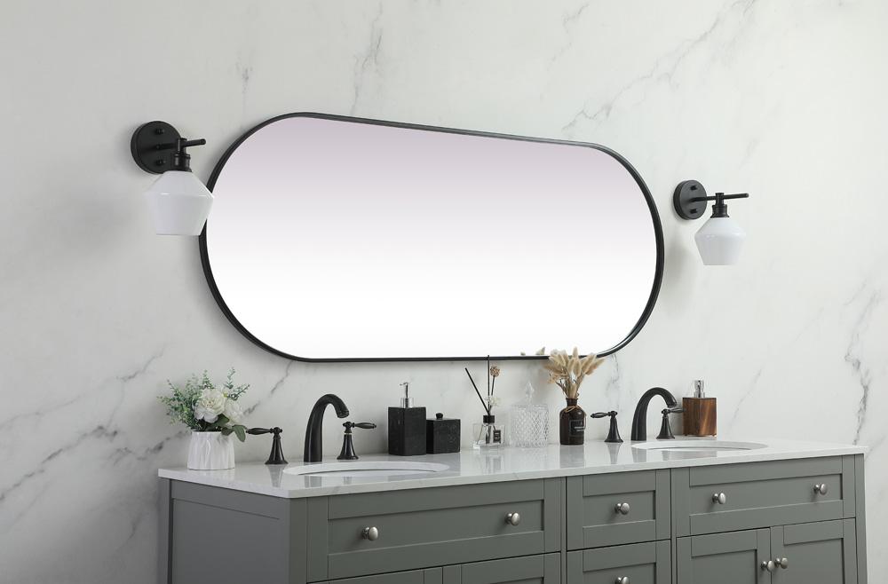Elegant Furniture & Lighting - Asha Metal Frame Oval Mirror 24x60 Inch in Black - MR2A2460BLK veiw 5