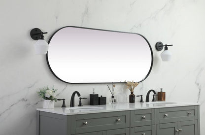 Elegant Furniture & Lighting - Asha Metal Frame Oval Mirror 24x60 Inch in Black - MR2A2460BLK veiw 5