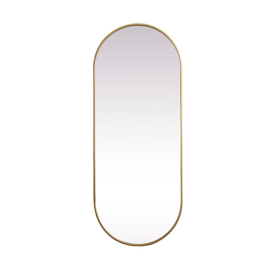 Elegant Furniture & Lighting - Asha Metal Frame Oval Mirror 24x60 Inch in Brass - MR2A2460BRS veiw 1