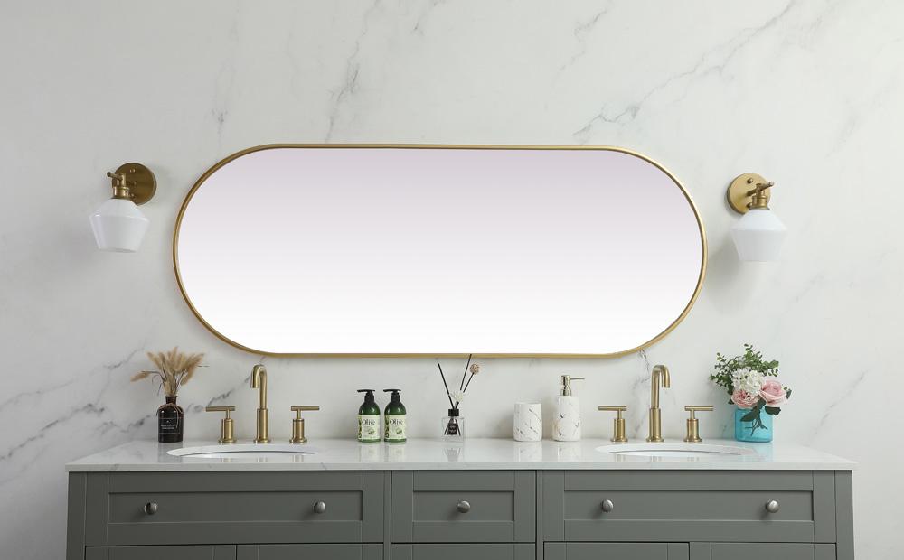 Elegant Furniture & Lighting - Asha Metal Frame Oval Mirror 24x60 Inch in Brass - MR2A2460BRS veiw 4