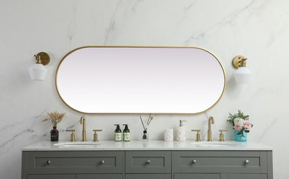 Elegant Furniture & Lighting - Asha Metal Frame Oval Mirror 24x60 Inch in Brass - MR2A2460BRS veiw 4