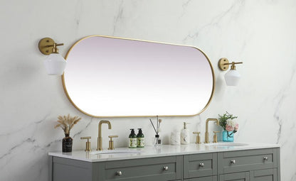 Elegant Furniture & Lighting - Asha Metal Frame Oval Mirror 24x60 Inch in Brass - MR2A2460BRS veiw 5