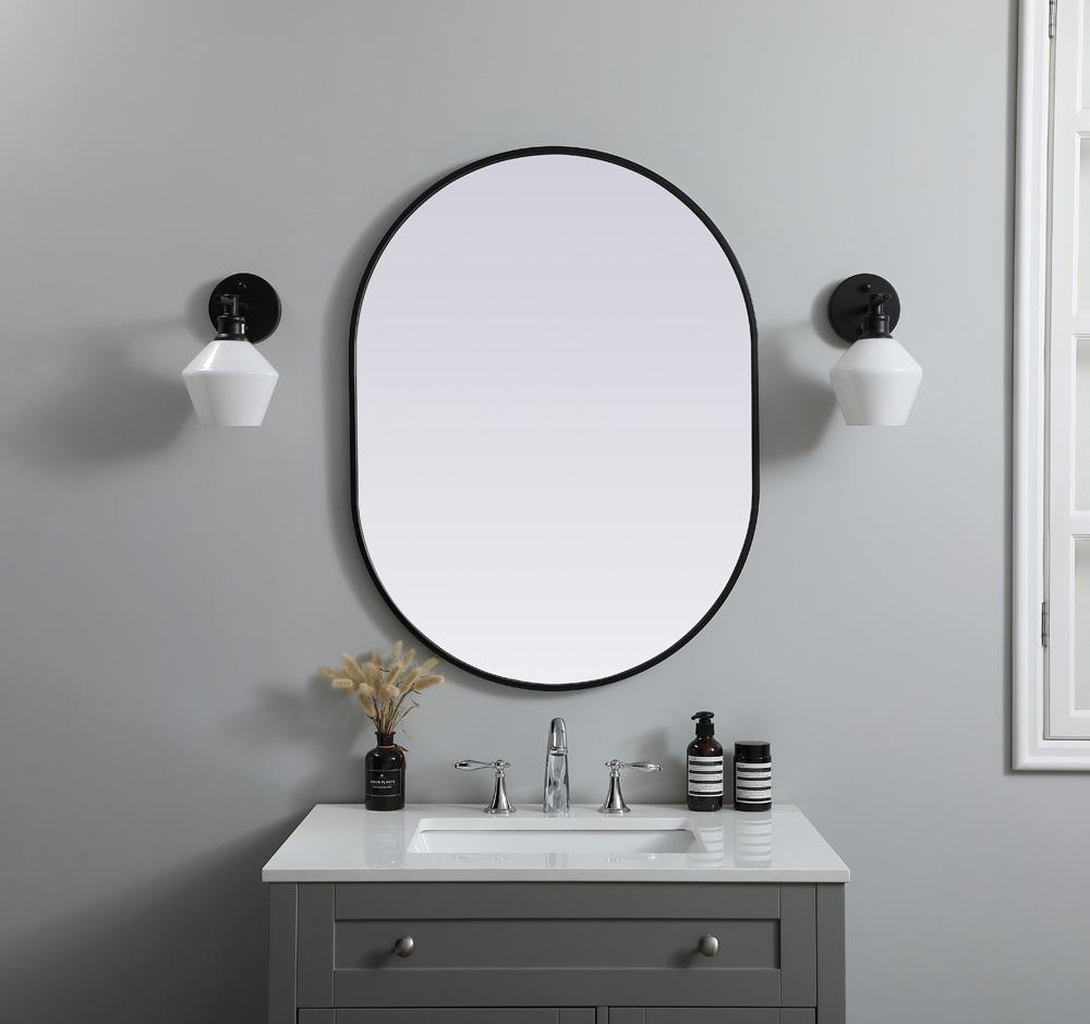 Elegant Furniture & Lighting - Asha Metal Frame Oval Mirror 27x36 Inch in Black - MR2A2736BLK veiw 2