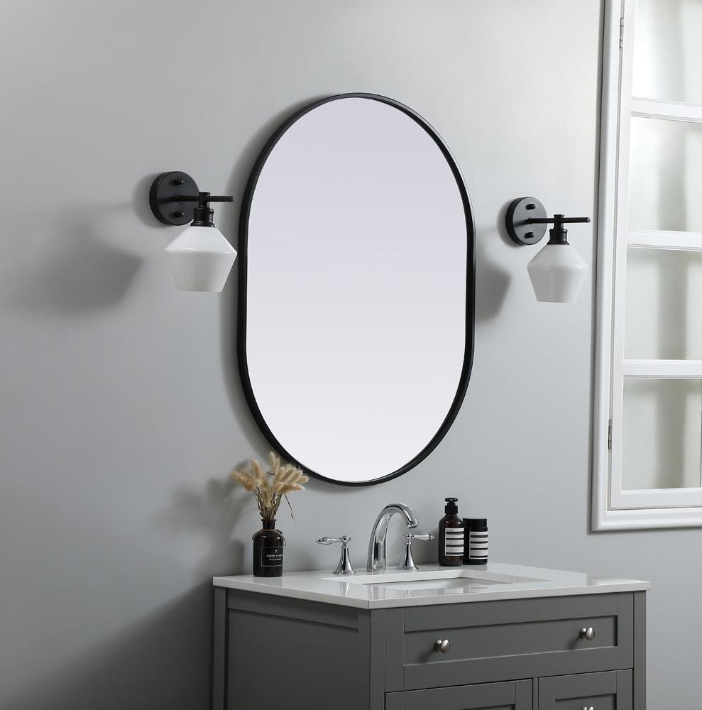 Elegant Furniture & Lighting - Asha Metal Frame Oval Mirror 27x36 Inch in Black - MR2A2736BLK veiw 3