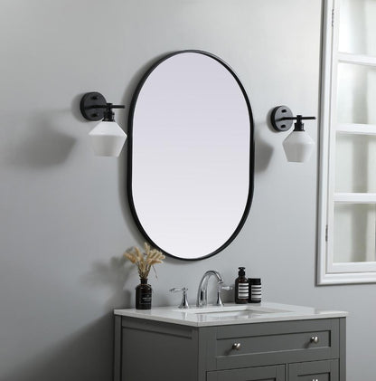 Elegant Furniture & Lighting - Asha Metal Frame Oval Mirror 27x36 Inch in Black - MR2A2736BLK veiw 3