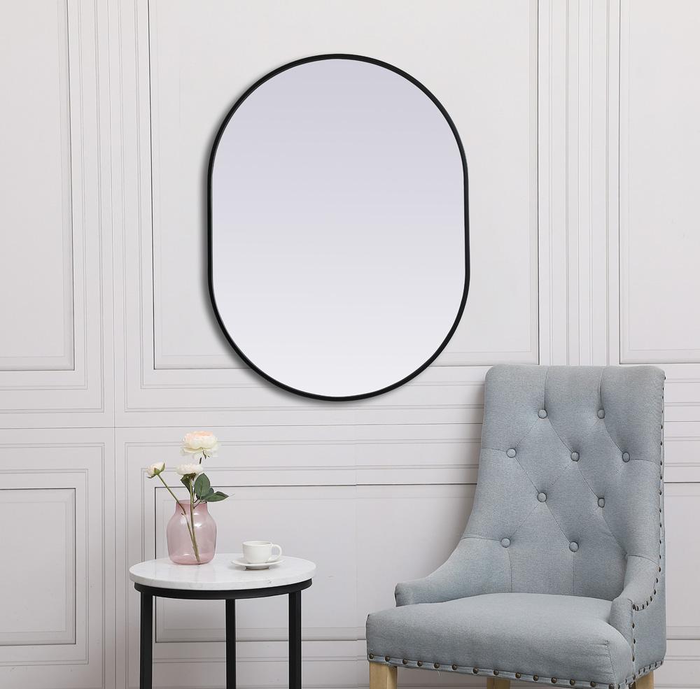Elegant Furniture & Lighting - Asha Metal Frame Oval Mirror 27x36 Inch in Black - MR2A2736BLK veiw 4