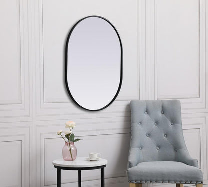 Elegant Furniture & Lighting - Asha Metal Frame Oval Mirror 27x36 Inch in Black - MR2A2736BLK veiw 5
