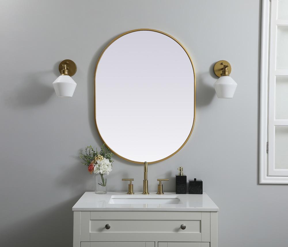Elegant Furniture & Lighting - Asha Metal Frame Oval Mirror 27x36 Inch in Brass - MR2A2736BRS veiw 2