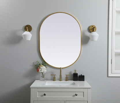Elegant Furniture & Lighting - Asha Metal Frame Oval Mirror 27x36 Inch in Brass - MR2A2736BRS veiw 2
