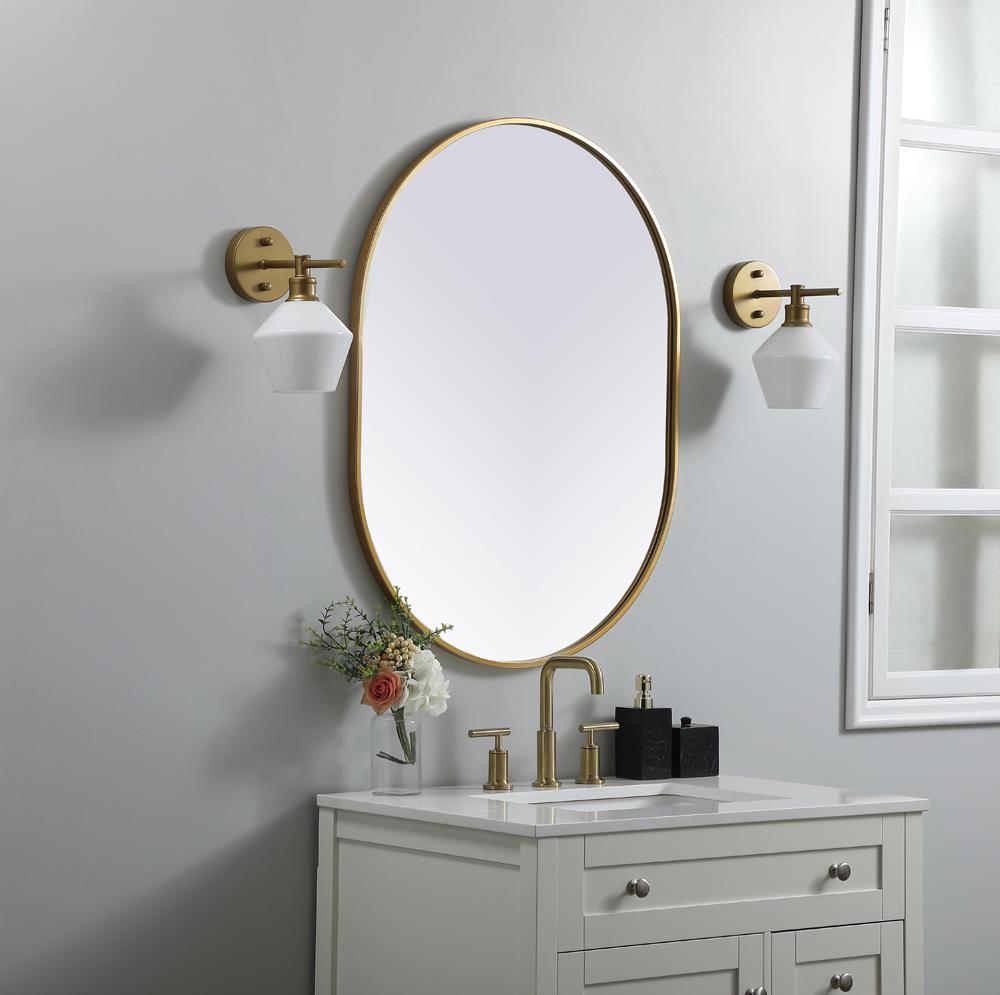 Elegant Furniture & Lighting - Asha Metal Frame Oval Mirror 27x36 Inch in Brass - MR2A2736BRS veiw 3