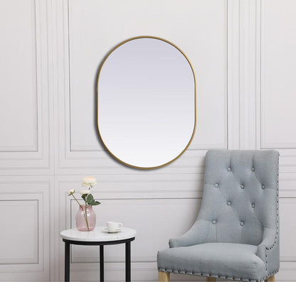 Elegant Furniture & Lighting - Asha Metal Frame Oval Mirror 27x36 Inch in Brass - MR2A2736BRS veiw 4