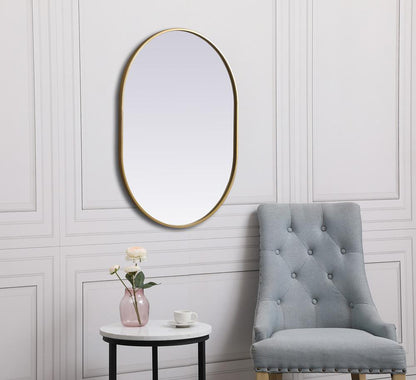 Elegant Furniture & Lighting - Asha Metal Frame Oval Mirror 27x36 Inch in Brass - MR2A2736BRS veiw 5