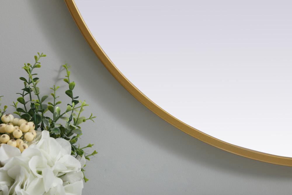 Elegant Furniture & Lighting - Asha Metal Frame Oval Mirror 27x36 Inch in Brass - MR2A2736BRS veiw 6