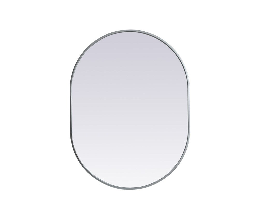 Elegant Furniture & Lighting - Asha Metal Frame Oval Mirror 27x36 Inch in Silver - MR2A2736SIL veiw 1