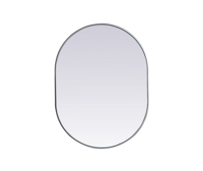 Elegant Furniture & Lighting - Asha Metal Frame Oval Mirror 27x36 Inch in Silver - MR2A2736SIL veiw 1