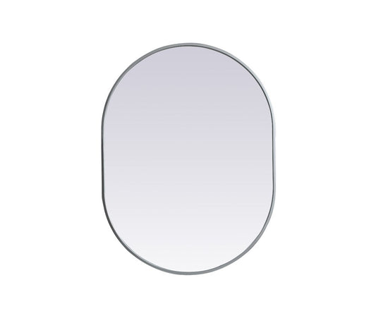 Elegant Furniture & Lighting - Asha Metal Frame Oval Mirror 27x36 Inch in Silver - MR2A2736SIL veiw 1