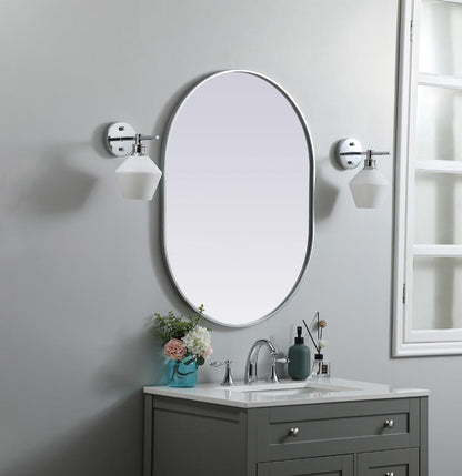 Elegant Furniture & Lighting - Asha Metal Frame Oval Mirror 27x36 Inch in Silver - MR2A2736SIL veiw 3