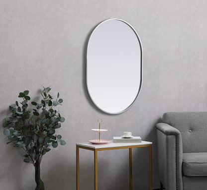 Elegant Furniture & Lighting - Asha Metal Frame Oval Mirror 27x36 Inch in Silver - MR2A2736SIL veiw 5