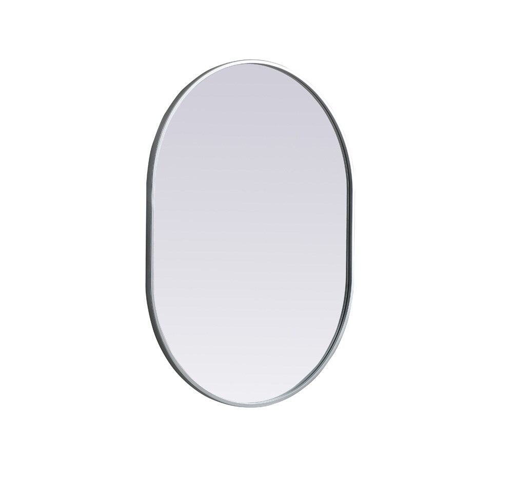 Elegant Furniture & Lighting - Asha Metal Frame Oval Mirror 27x36 Inch in Silver - MR2A2736SIL veiw 8