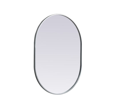 Elegant Furniture & Lighting - Asha Metal Frame Oval Mirror 27x36 Inch in Silver - MR2A2736SIL veiw 8