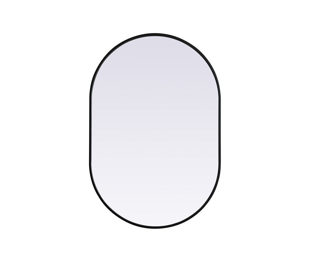 Elegant Furniture & Lighting - Asha Metal Frame Oval Mirror 27x40 Inch in Black - MR2A2740BLK veiw 1