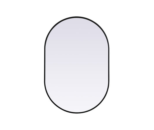 Elegant Furniture & Lighting - Asha Metal Frame Oval Mirror 27x40 Inch in Black - MR2A2740BLK veiw 1